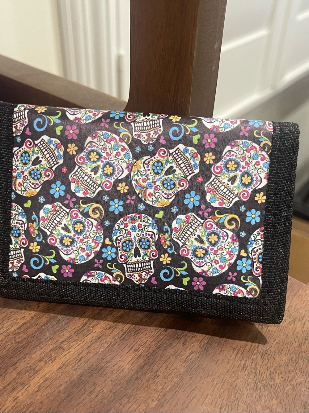 Black Sugar Skull Pattern Wallet - Home Accents Decor